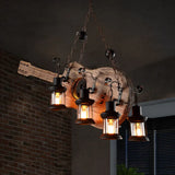 Guitar-Shaped Multi-Light Wooden Vintage Pendant Light