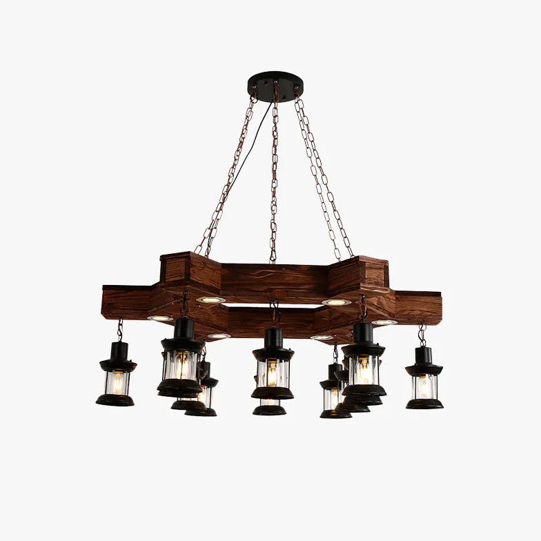 Ship-Shaped Wooden Kitchen Industrial Chandelier