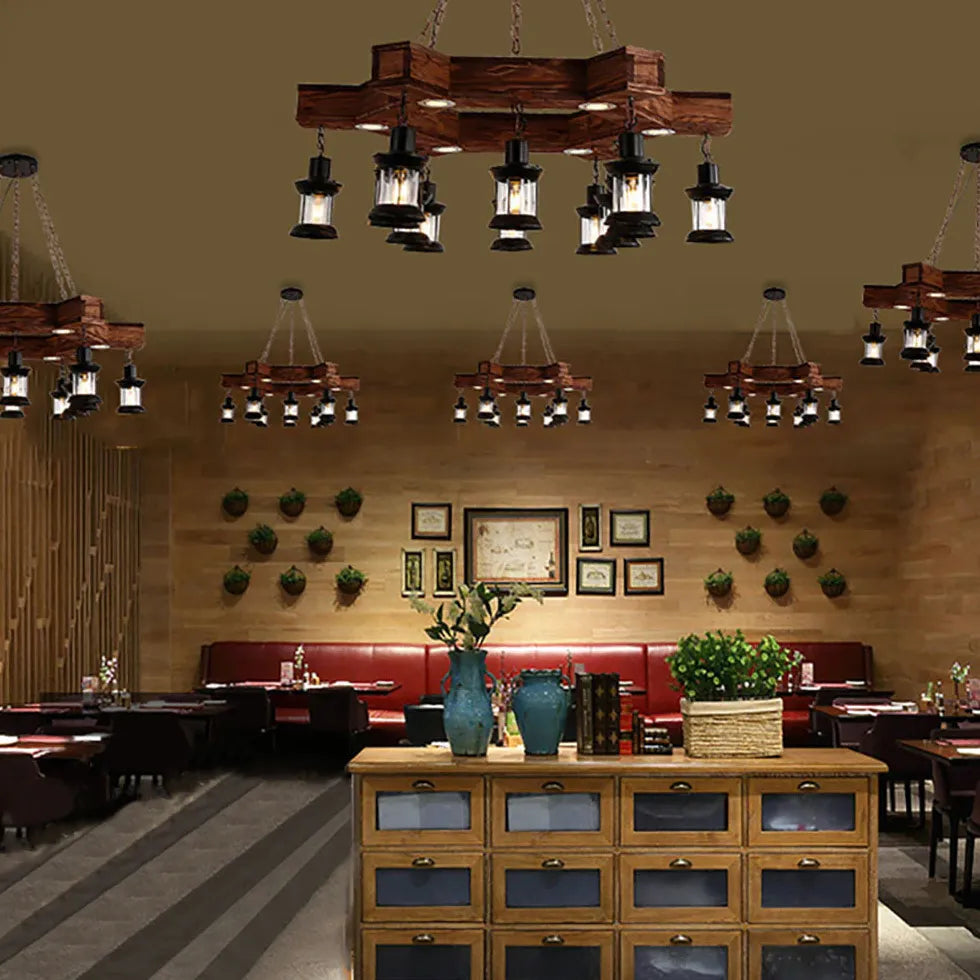 Ship-Shaped Wooden Kitchen Industrial Chandelier