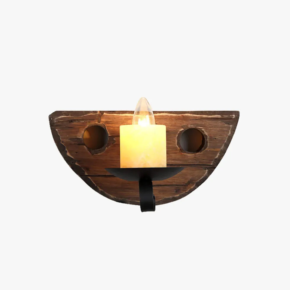 Half Smile Candle Wood Vintage Wall Lights