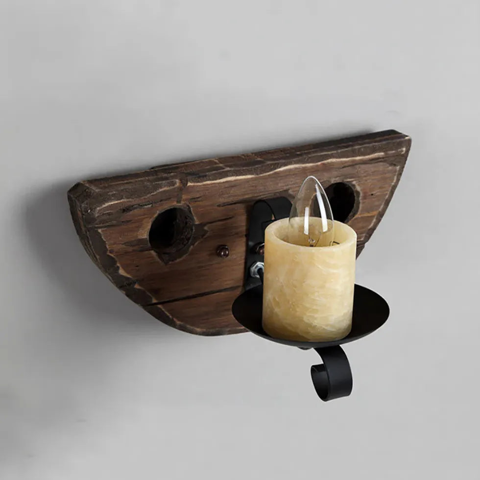 Half Smile Candle Wood Vintage Wall Lights