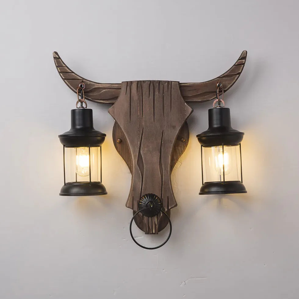 Bull Head Shaped Double Vintage Wall Lights