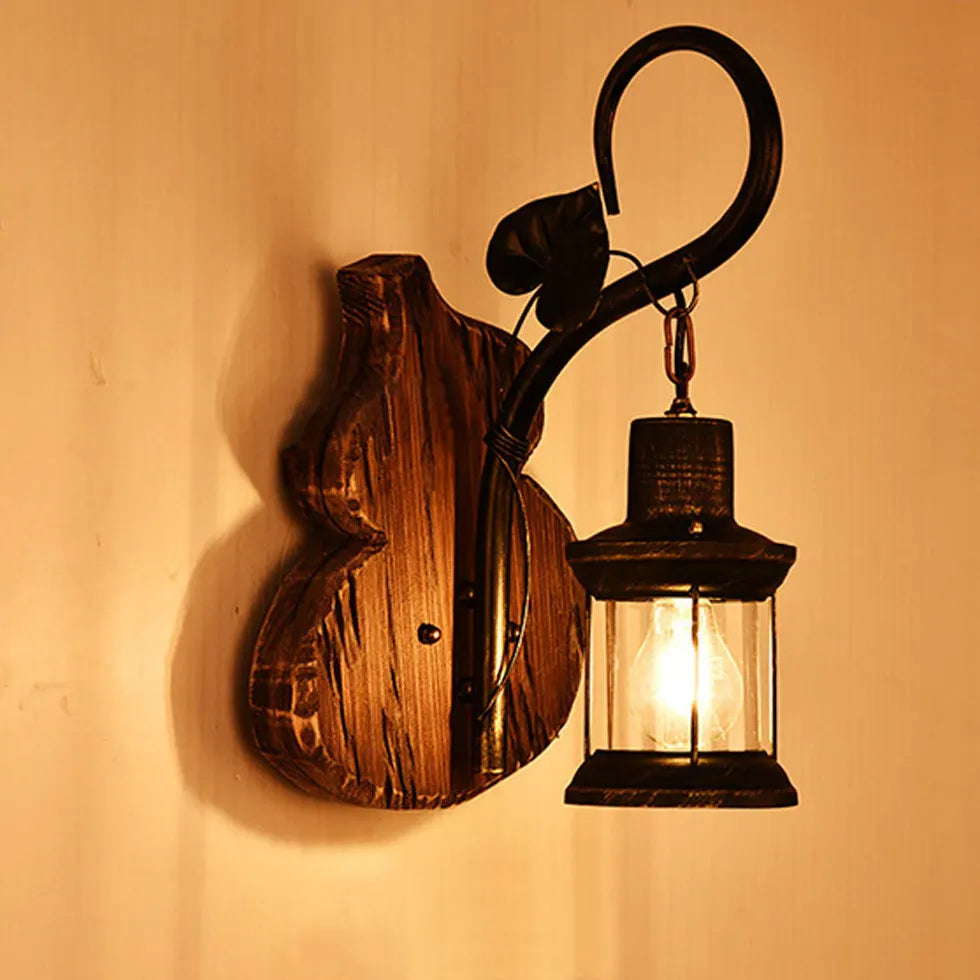 Cucurbits Lantern Wood Vintage Wall Lights