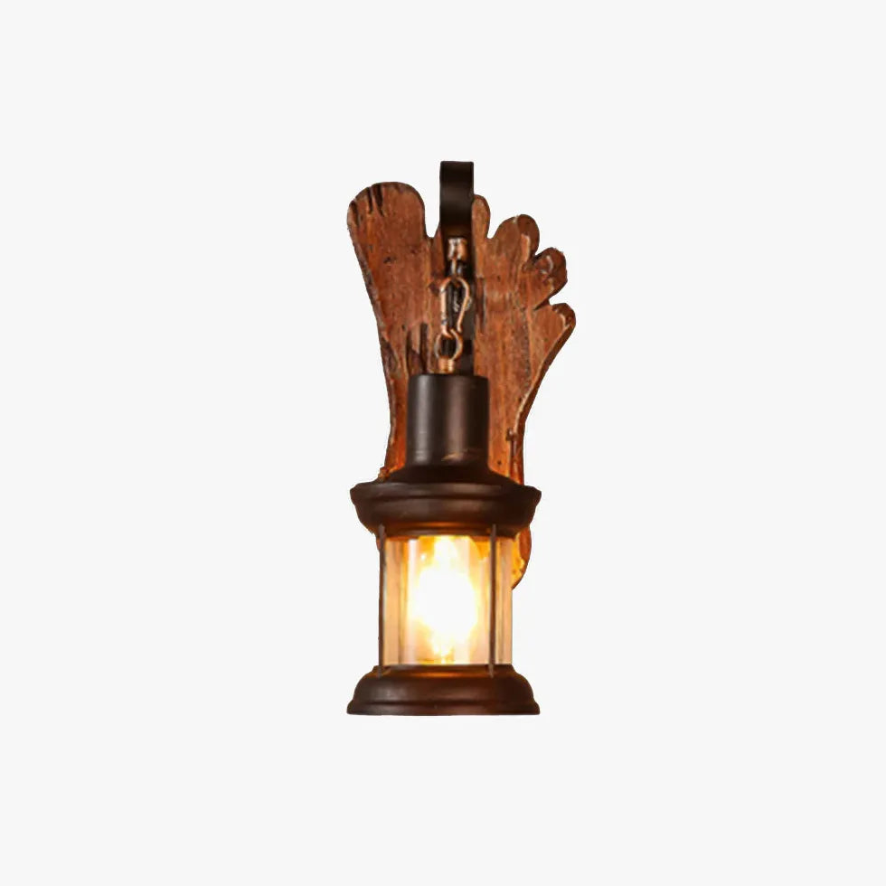 Iron Lantern Wooden Vintage Wall Lights