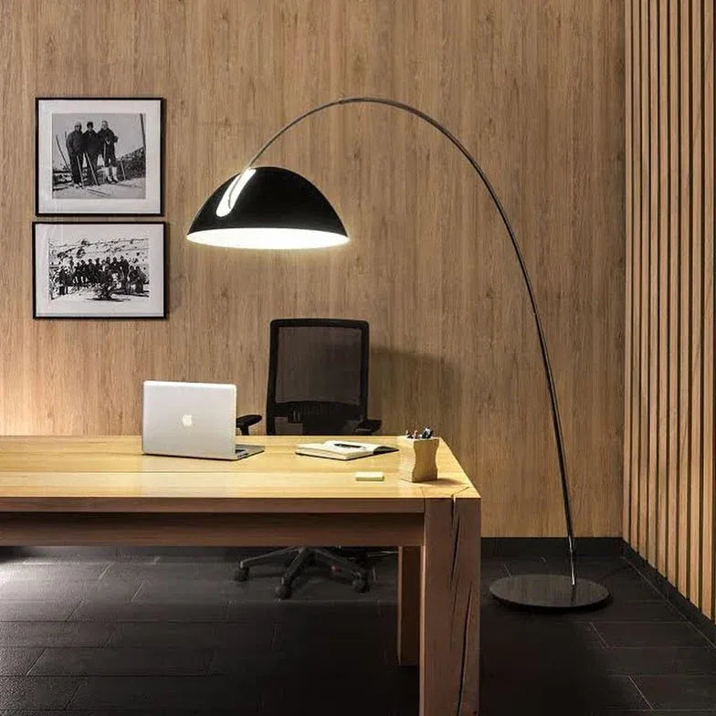 Arched Floor Lamp with Black Hanging Shade