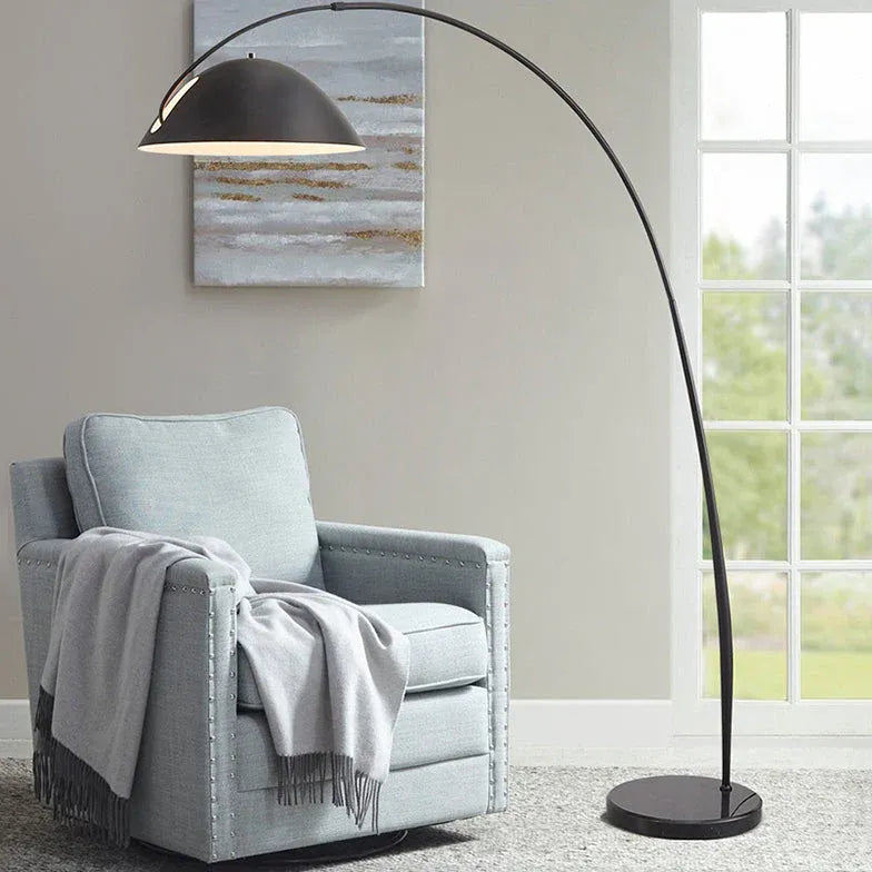 Arched Floor Lamp with Black Hanging Shade