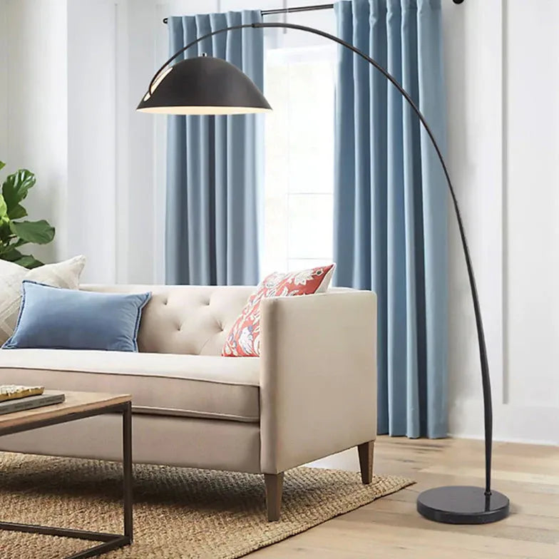 Arched Floor Lamp with Black Hanging Shade