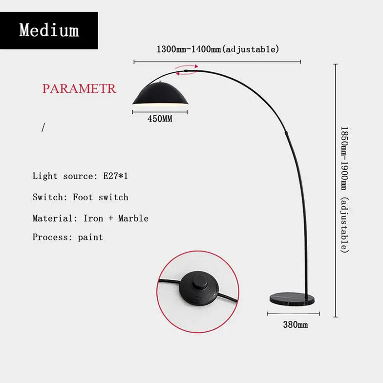 Arched Floor Lamp with Black Hanging Shade