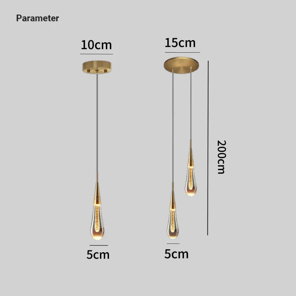 Luxury Crystal Waterdrop Bedside Pendant Light
