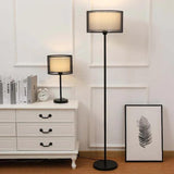 Cylindrical Black Mesh Plug-In Floor Lamp