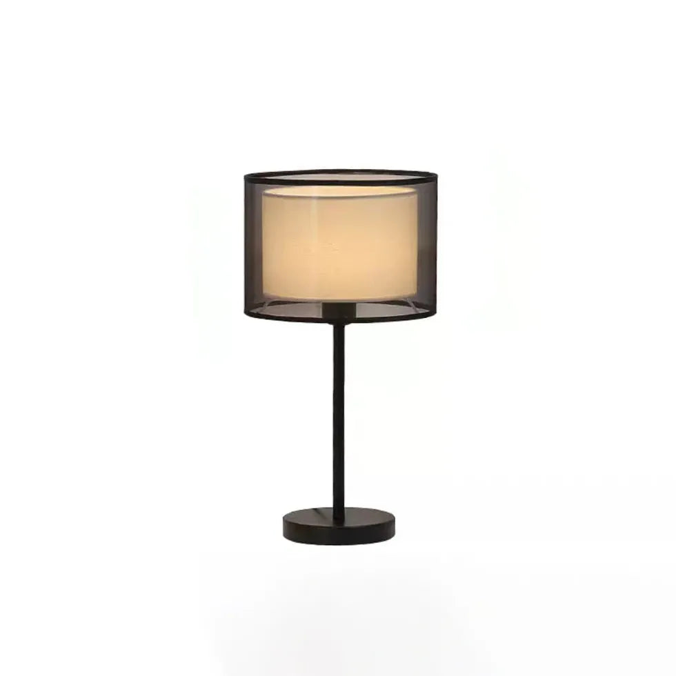 Cylindrical Black Mesh Plug-In Floor Lamp