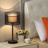 Cylindrical Black Mesh Plug-In Floor Lamp