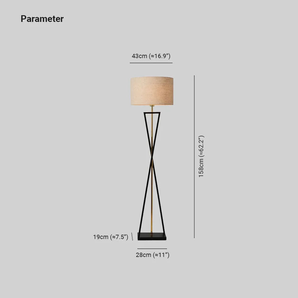 Cylindrical Crossed Tripod Floor Lamp