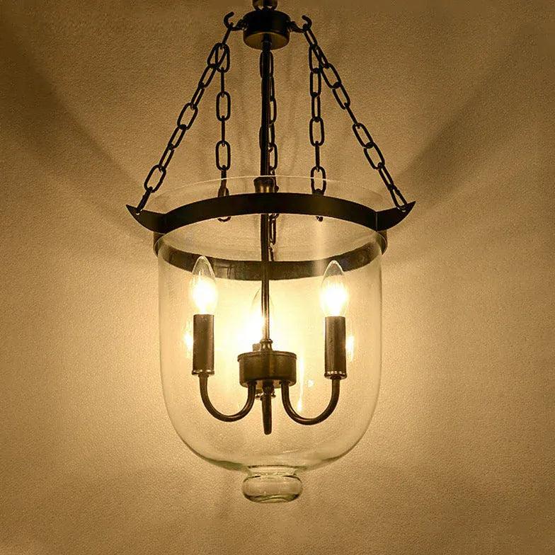 Bell Chain Glass Industrial Pendant Light