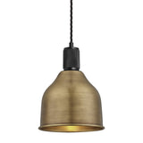 Bell-shaped Brass Ribbed Cone Pendant Light