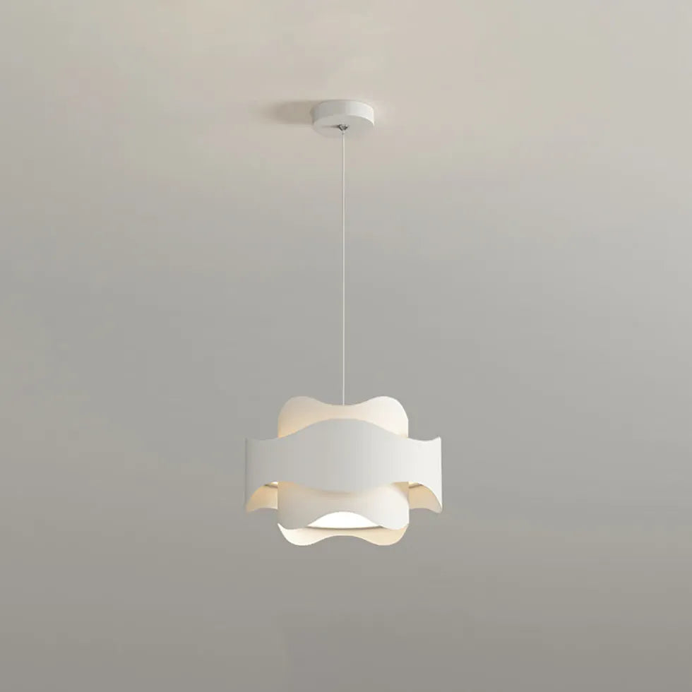 Dual-Layer Wave Design White Kitchen Pendant Light