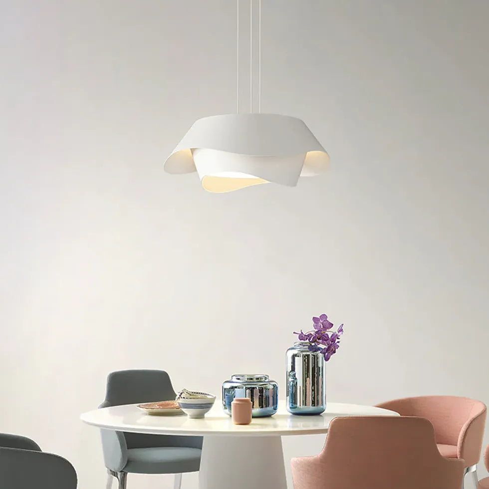 Dual-Layer Wave Design White Kitchen Pendant Light