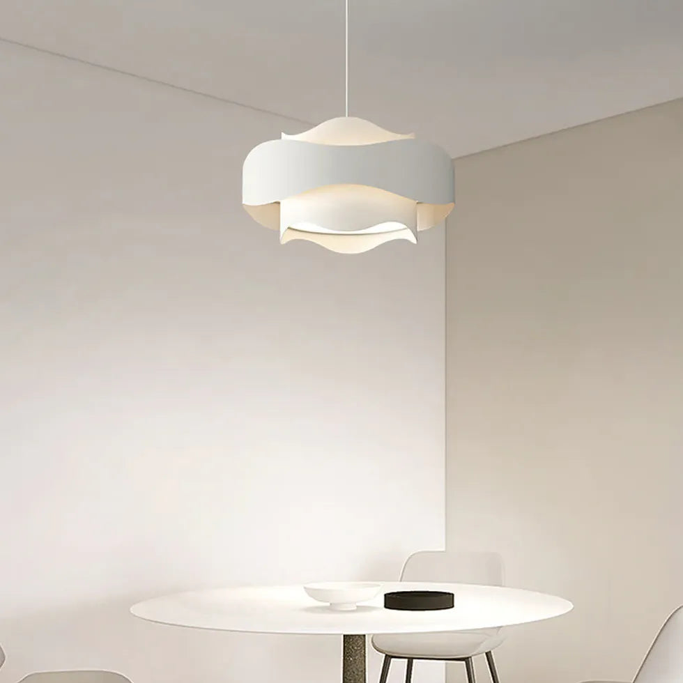 Dual-Layer Wave Design White Kitchen Pendant Light