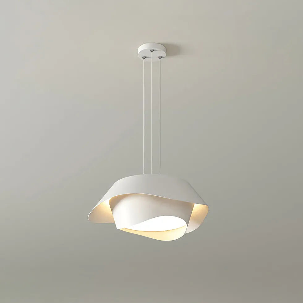 Dual-Layer Wave Design White Kitchen Pendant Light