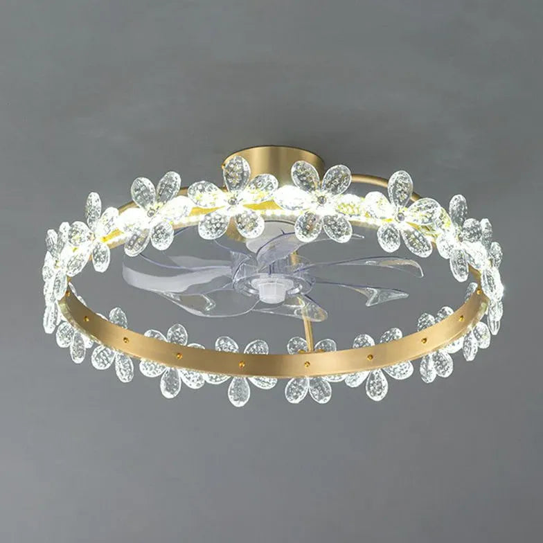 Gold Floral Ring Frame Ceiling Fan Light