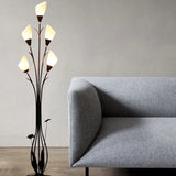 Flower-Shaped Shade Black Metal Floor Lamp