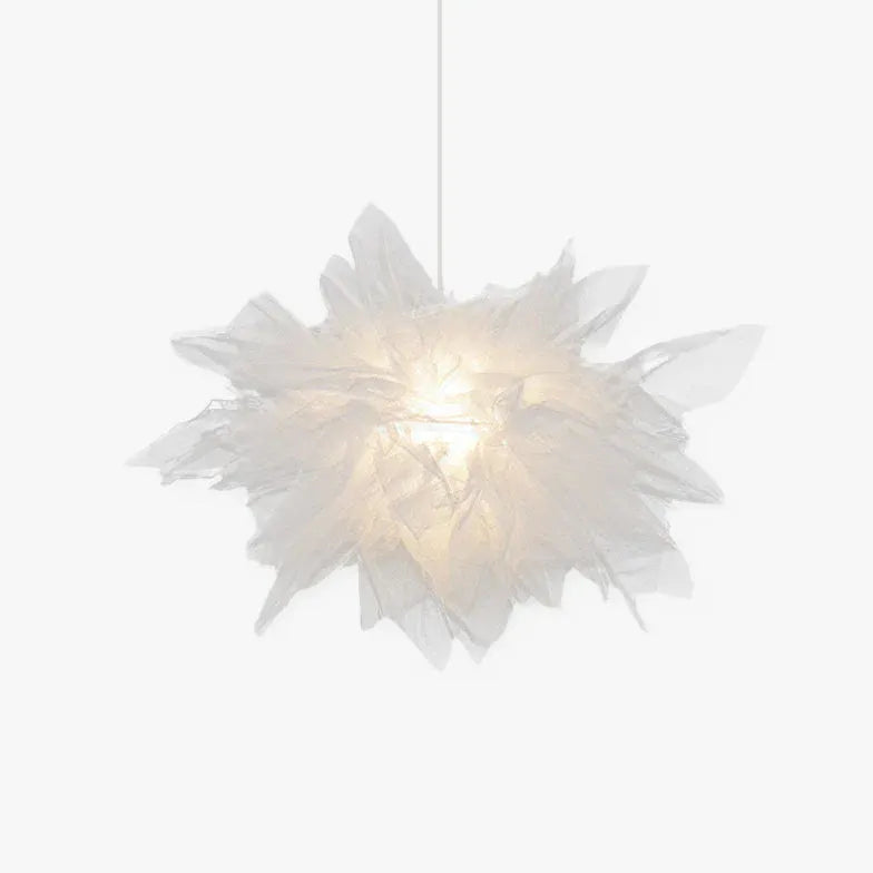 Flower-shaped Modern White Fabric Pendant Light