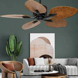 Silent Palm Leaf Ceiling Light for Living Room With Fan