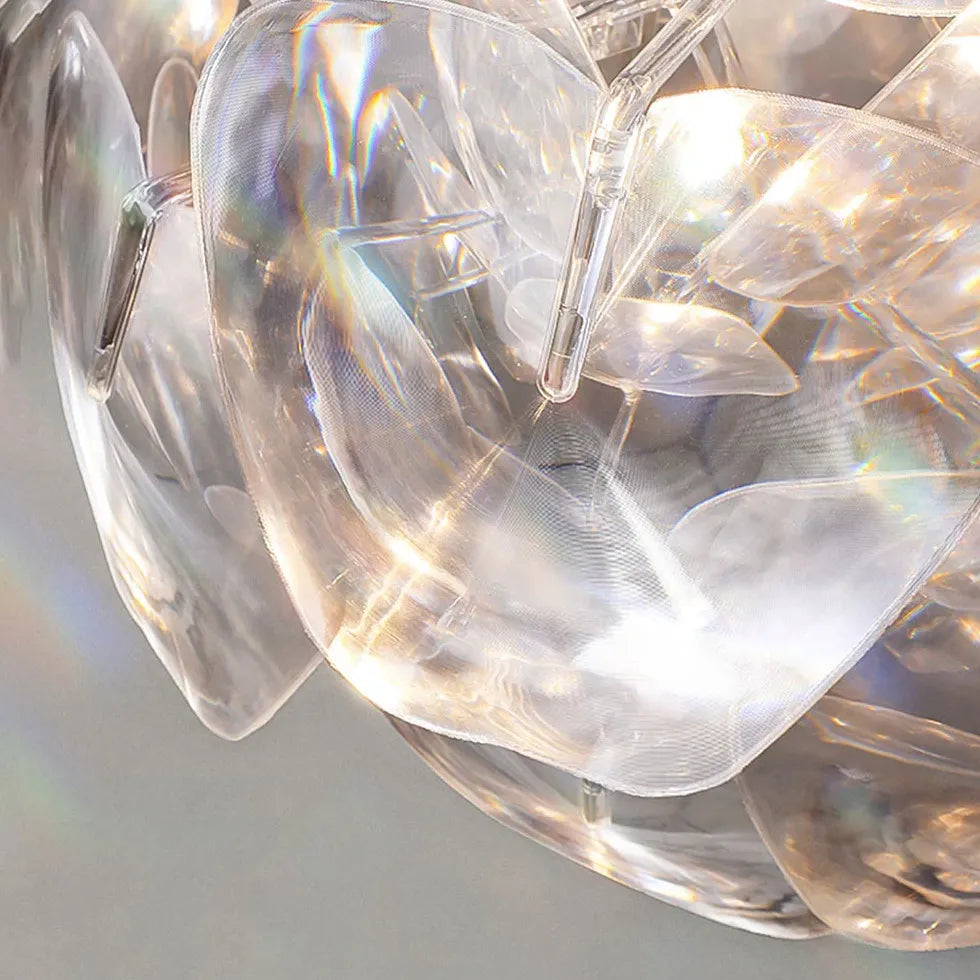 Crystal-adorned Spherical Modern White Pendant Light