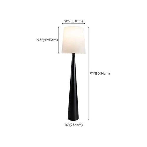 Black Cone-Shaped White Cylindrical Floor Lamp