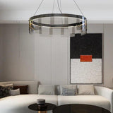 Black Glass Circle Living Room Pendant Light