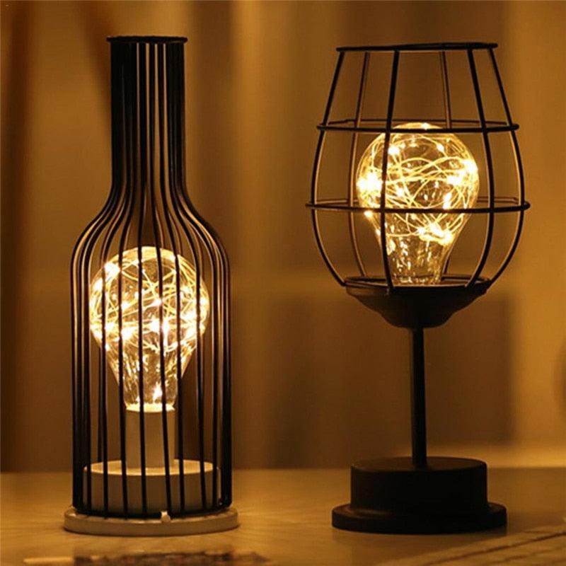 Small Black LED Iron Table Lamp