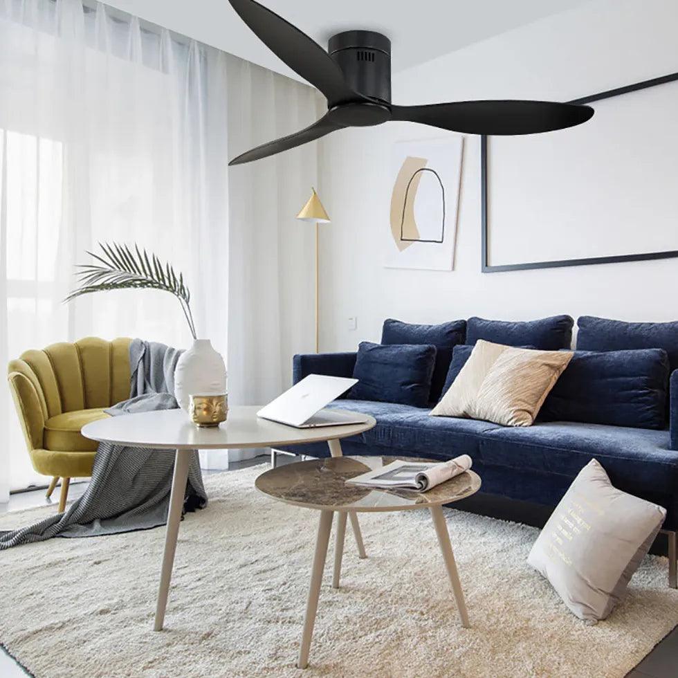 Black Modern Three-Blade Ceiling Fan Light - Clowas