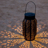 Black Outdoor Hollow Solar Lantern Floor Lamp