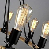 Vintage Ring Wrought Iron Rope Chandelier for Living Room