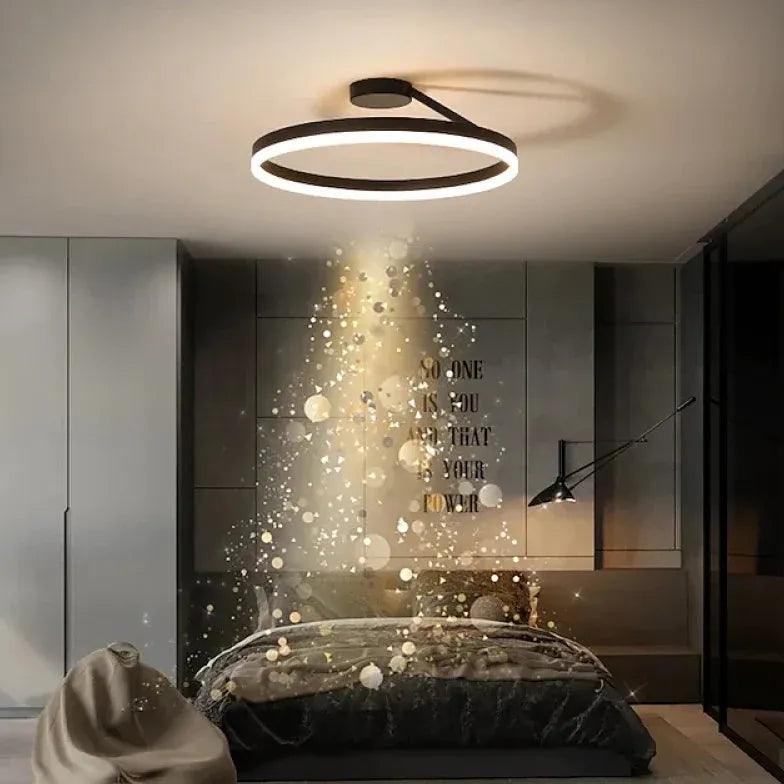 Black Round Minimalist LED Ceiling Light - Clowas