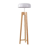 Black Round Wooden Tripod Floor Lamp