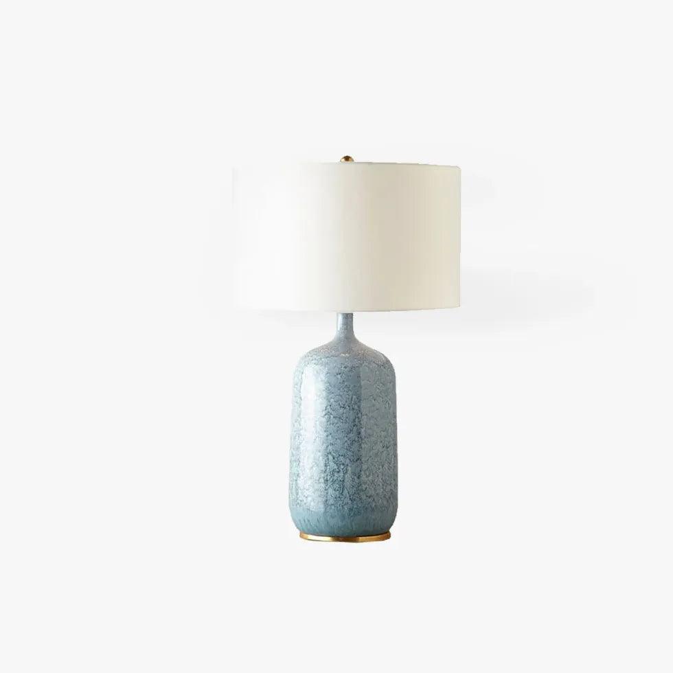 Blue Bottle-Shaped White Cylinder Modern Table Lamp