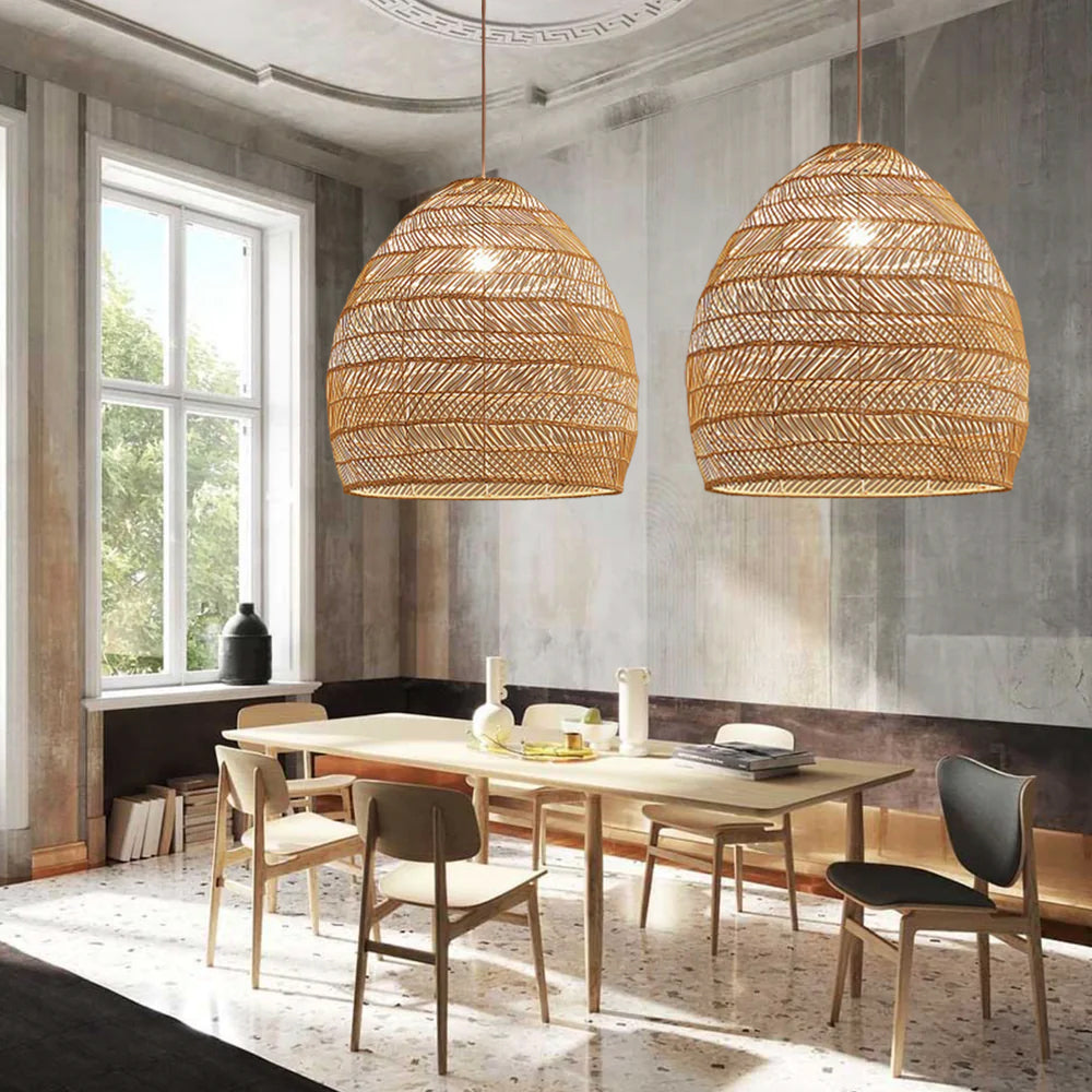 Boho  DIY Natural Rattan Pendant Lamp Shades