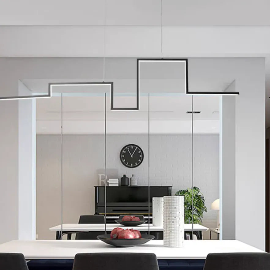 Geometric Line Design Black LED Pendant Light