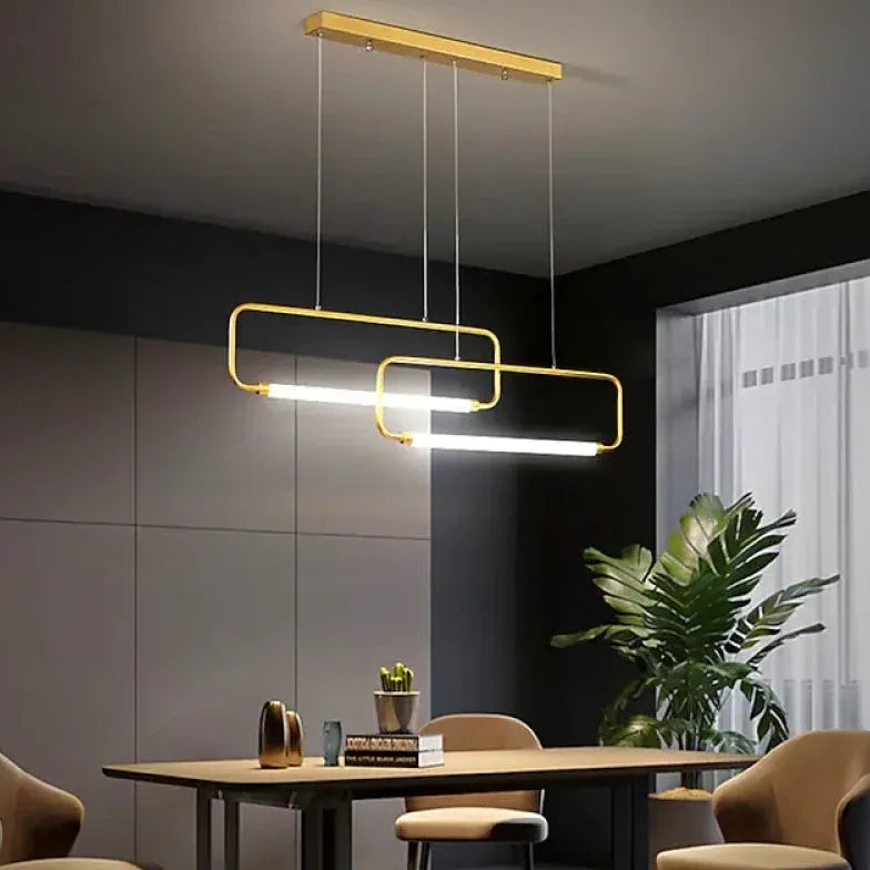 Rectangular Frame Black LED Kitchen Pendant Light