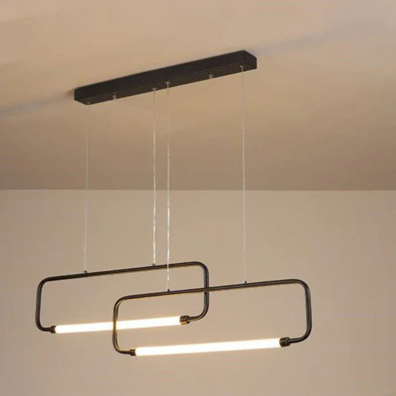 Rectangular Frame Black LED Kitchen Pendant Light