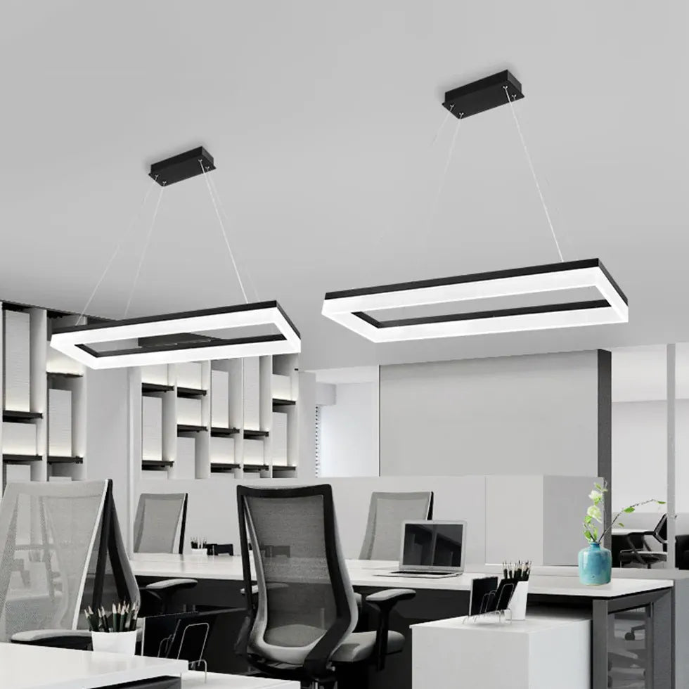 Rectangular Black LED Office Pendant Light