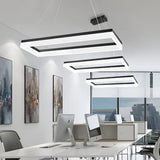 Rectangular Black LED Office Pendant Light