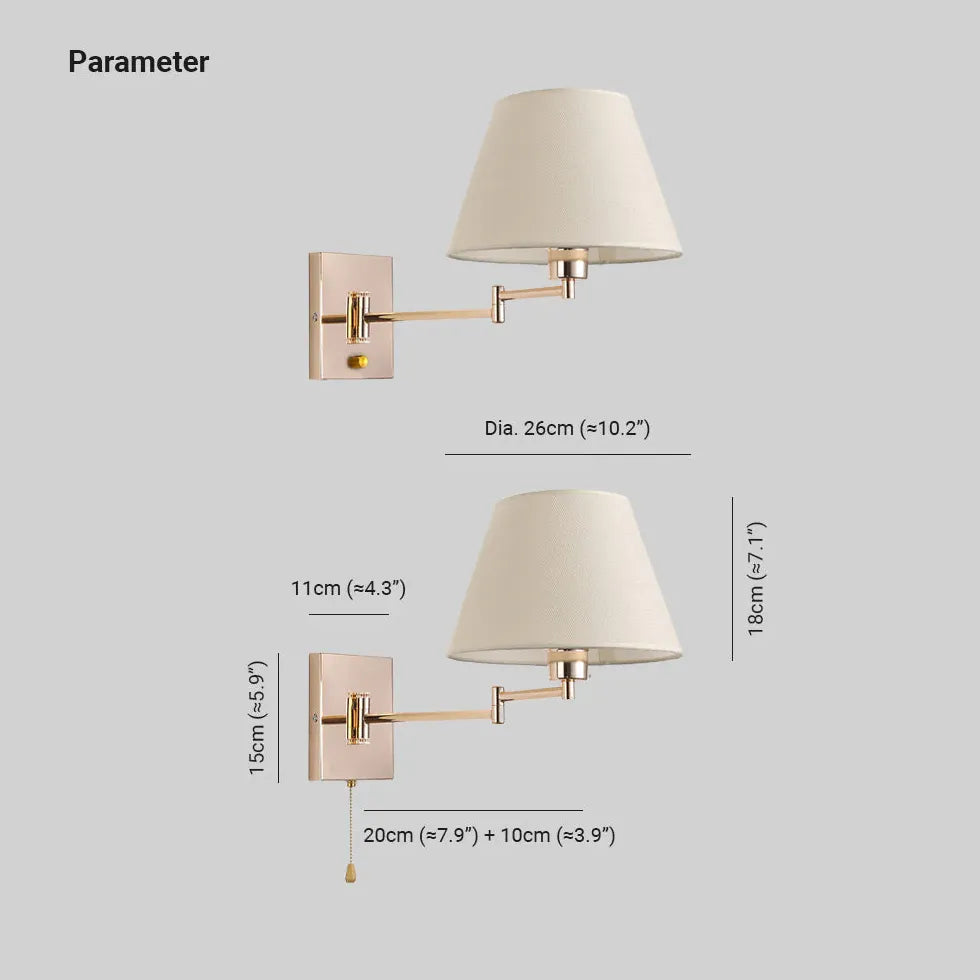 Beige Conical Single Arm Wall Lamp