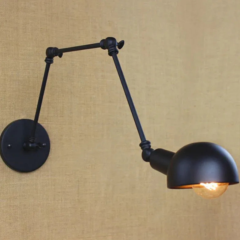 Long Arm Adjustable Black Industrial Wall Lights