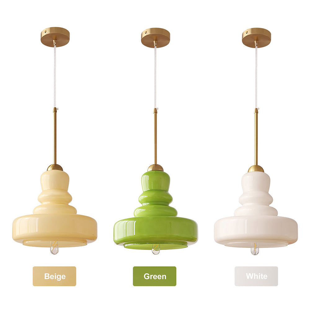 Brass Glass Colorful Gourd Pendant Light