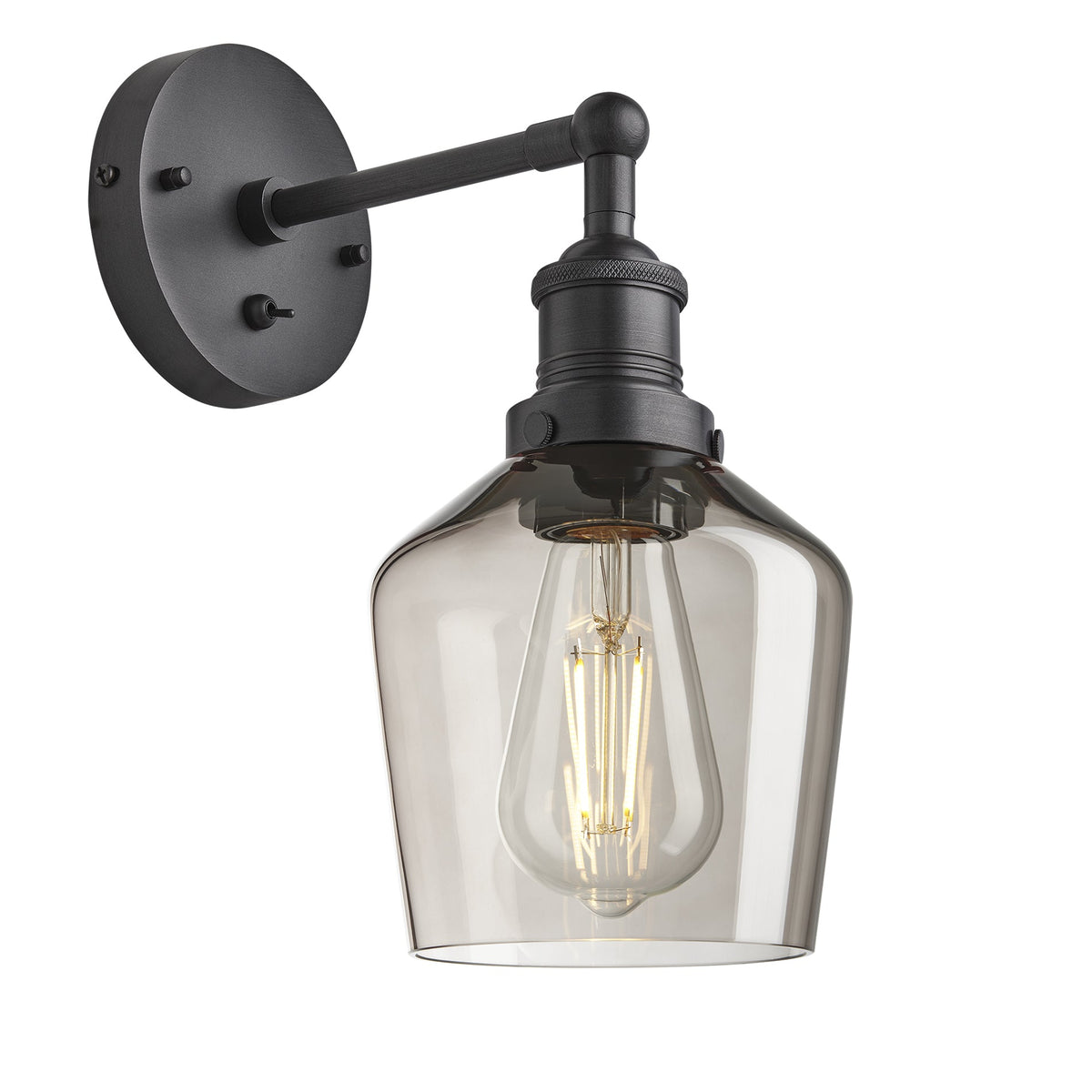 Brooklyn Smoked Glass Schoolhouse Wall Light