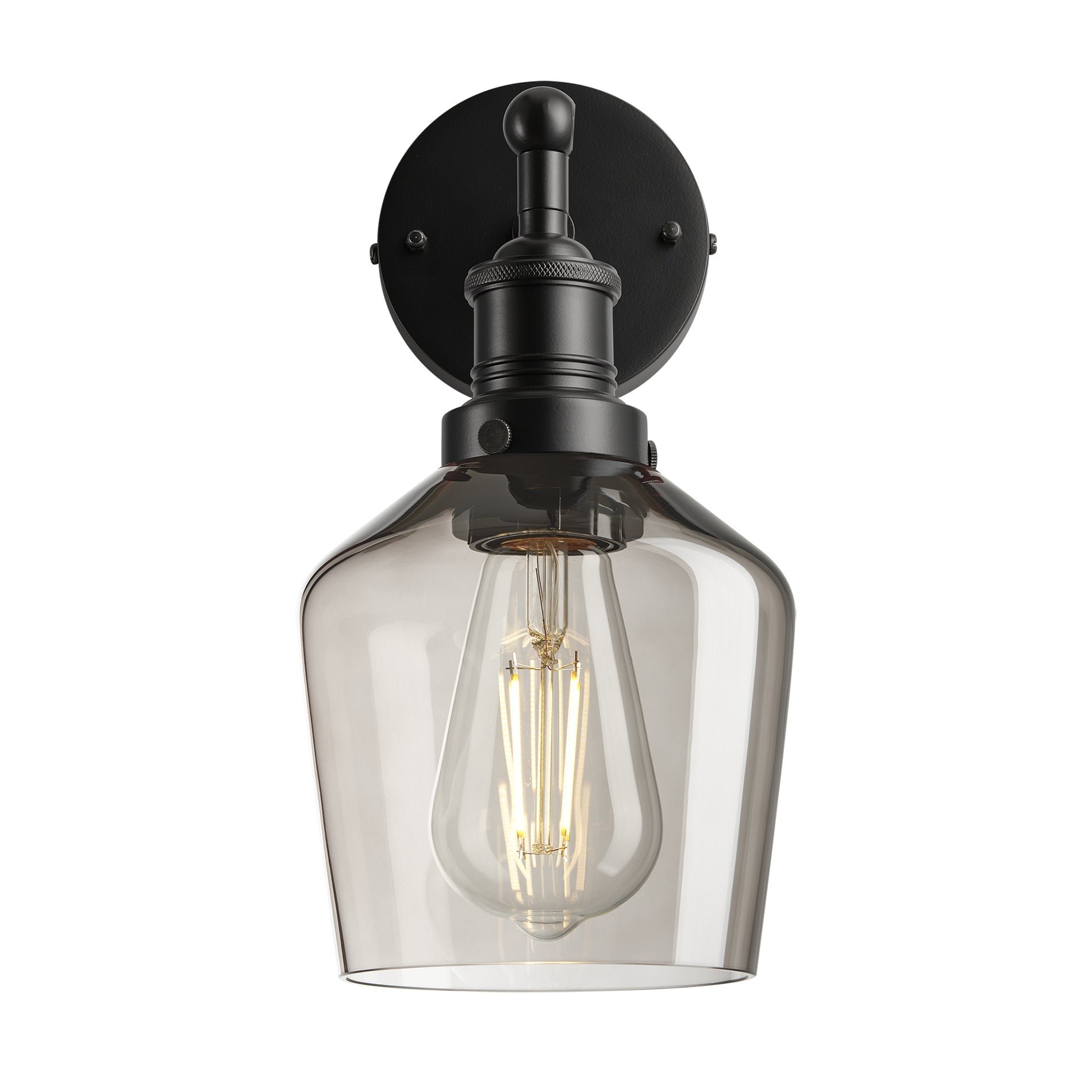 Brooklyn Smoked Glass Schoolhouse Wall Light