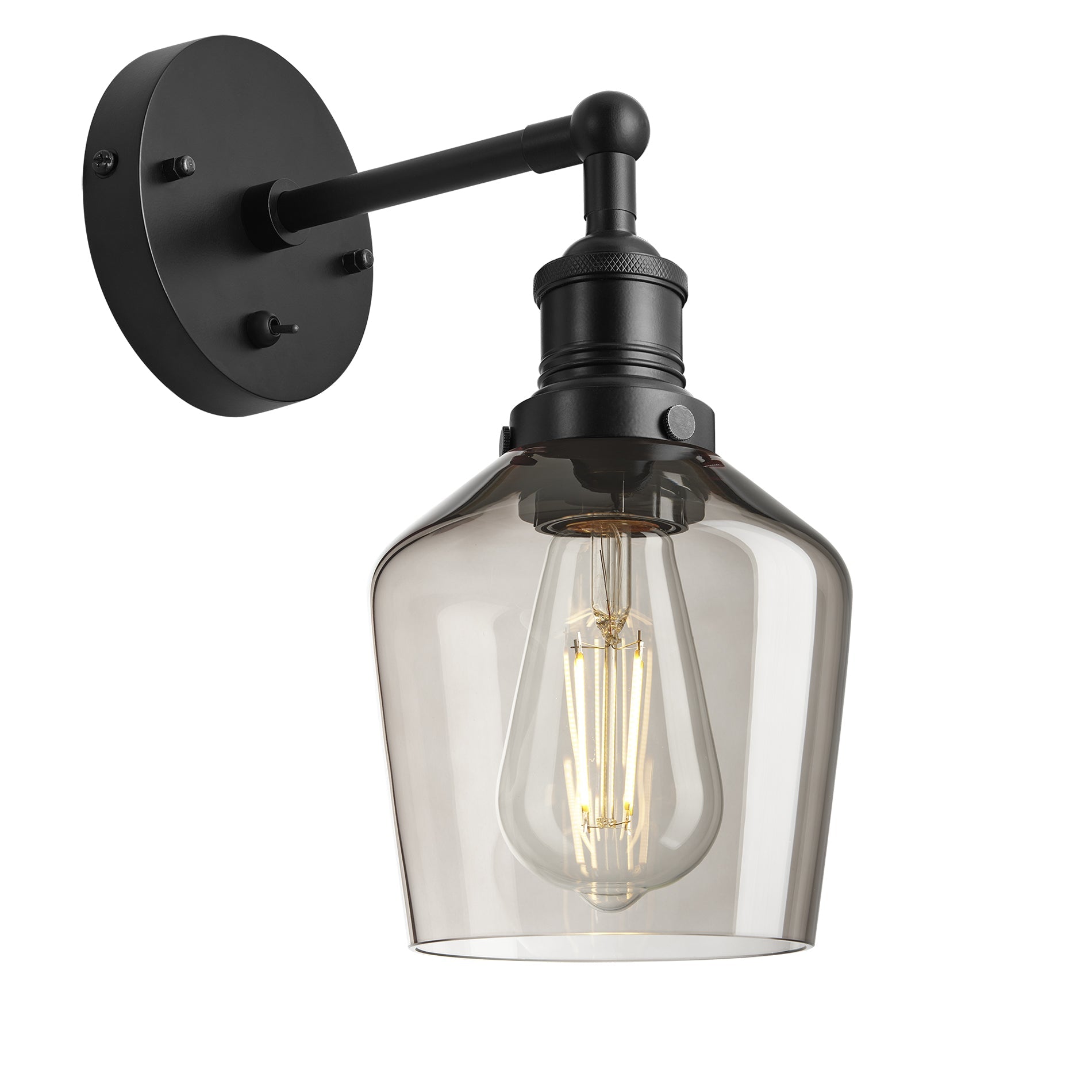 Brooklyn Smoked Glass Schoolhouse Wall Light