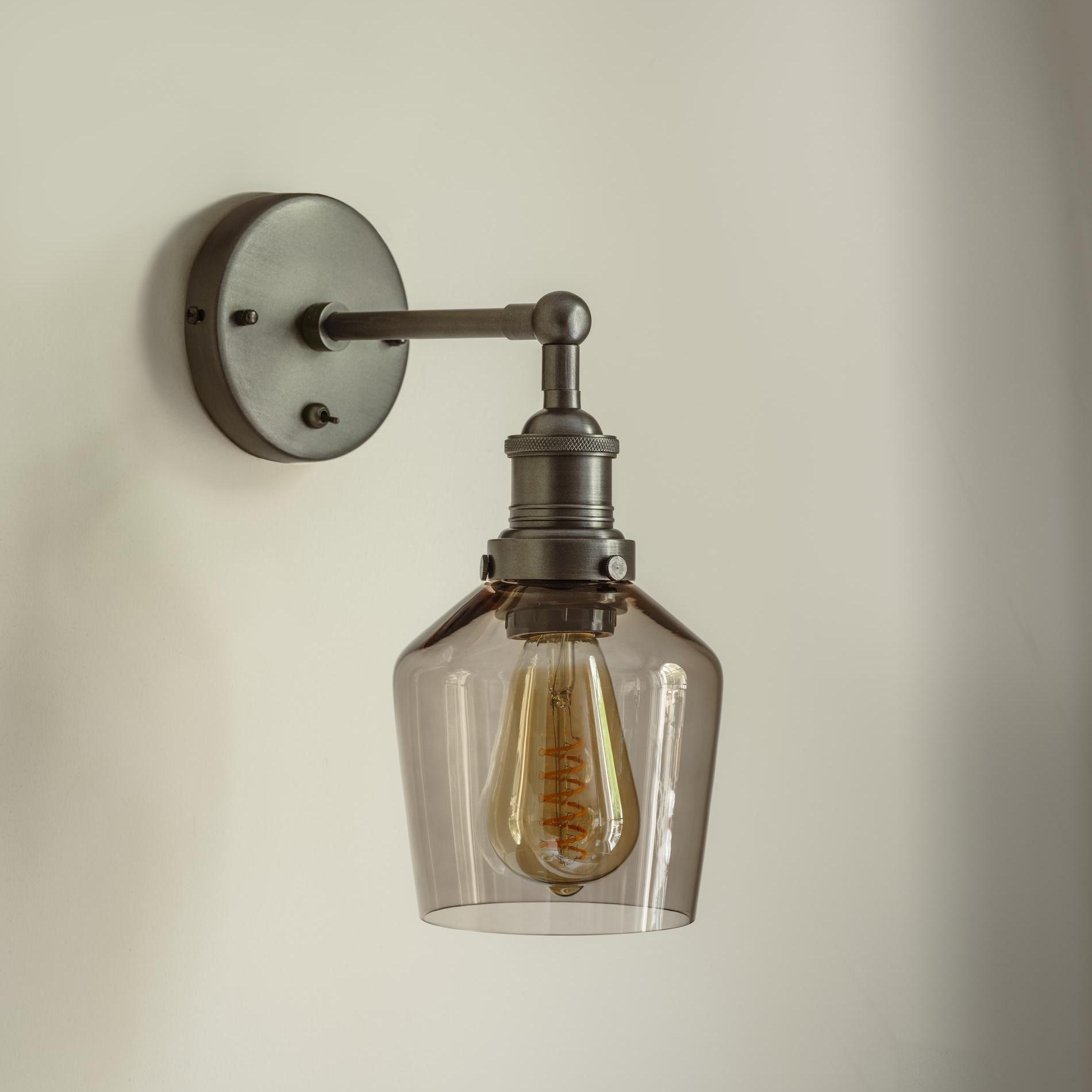 Brooklyn Smoked Glass Schoolhouse Wall Light